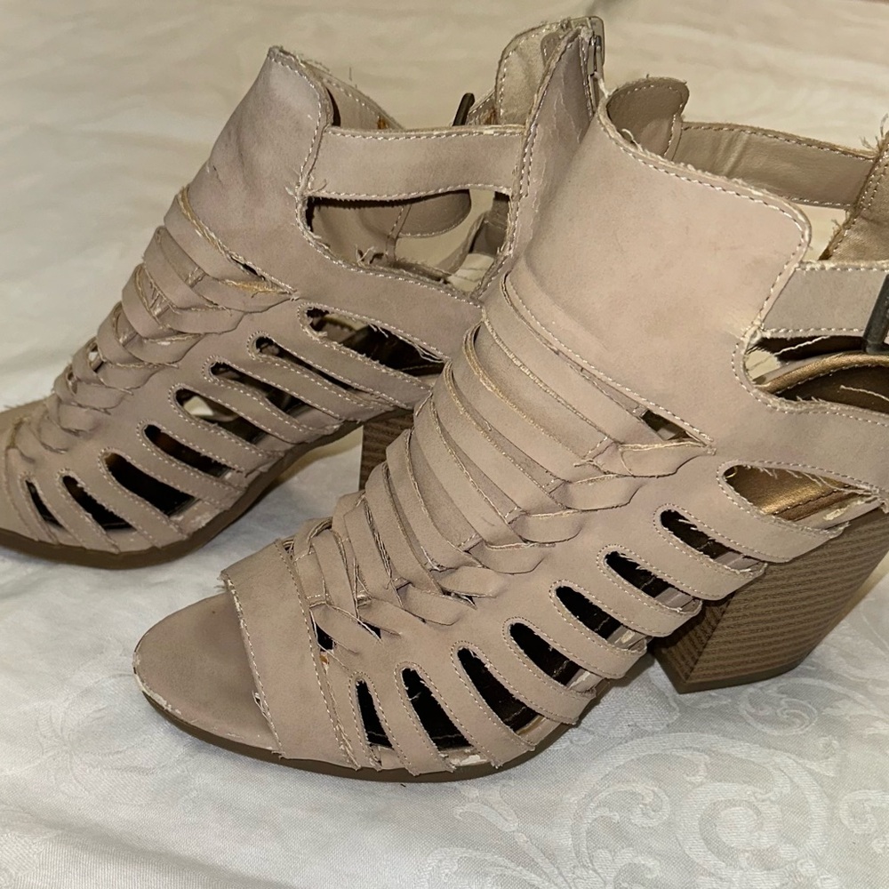 Rampage Beige Cutout Heeled Sandals